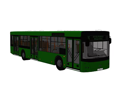 Modern Green City Bus Exterior With Large Windows And Open Side Doors 3d model