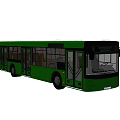 Modern Green City Bus Exterior With Large Windows And Open Side Doors