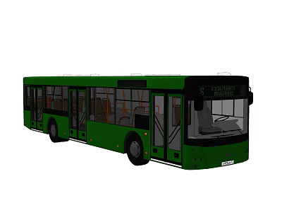 Modern Green City Bus Exterior With Large Windows And Open Side Doors 3d model Modern Green City Bus Exterior With Large Windows And Open Side Doors 3d model