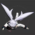Anime Style 3D Character With Purple Long Hair Red Eyes And White Outfit Running Pose