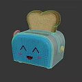 Cute Blue Smiley Face Toaster With Golden Toast On Top For Kitchen Appliance Use