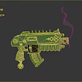Green Spiked Futuristic Weapon With Carved Mechanical Texture And Grip Design