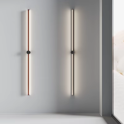 Modern Linear Indoor Wall Lamp With Sleek Metal Frame And Warm LED Light 3d model