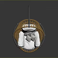 Modern Rattan Swing Chair With White Cushion And Grey Stand Design