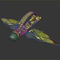 Futuristic Cosmic Spacecraft With Green Yellow Wings Transparent Cockpit And Unique Design