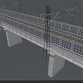 Modern Railway Bridge With Rail Tracks Electric Pylons Concrete Piers And Window Panels