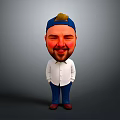 3D Cartoon Bearded Man Wearing Blue Cap White Shirt Blue Pants And Red Shoes