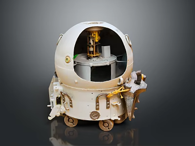 Spherical Hull Underwater Vehicle With Mechanical Components And Wheels For Exploration 3d model
