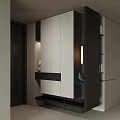 Modern Shoe Cabinet With Sleek Design Storage And Decorative Lighting Elements 3d model