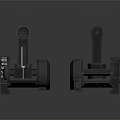 Two Detailed Metal Mechanical Components with Brackets Wheels and Calibration Marks