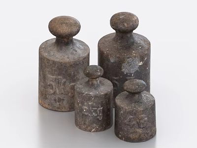 Vintage Metal Weights As Household Measuring Tools With Various Kilogram Sizes 3d model