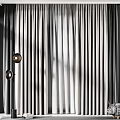 Gray Striped Curtains Design With Decorative Hooks And Light Shadow Effect