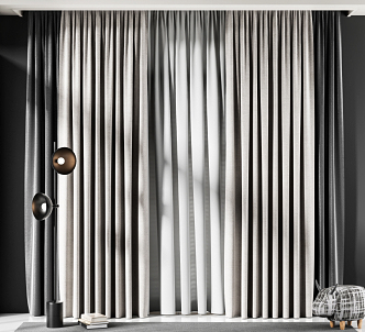 modern curtain gauze curtain 3d model