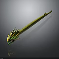 Lustrous Long Green Dragon Decorative Ornament With Scales And Gold Accents