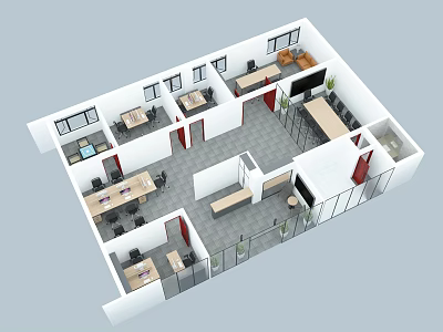 Modern Aerial View Office Aerial View 3d model