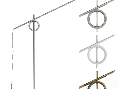 Modern Minimalist Metal Floor Lamp With Ring Design In Silver White And Gold Styles 3d model