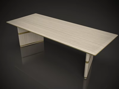Modern Light Wood Dining Table With Smooth Textured Top And Metallic Accent Legs 3d model