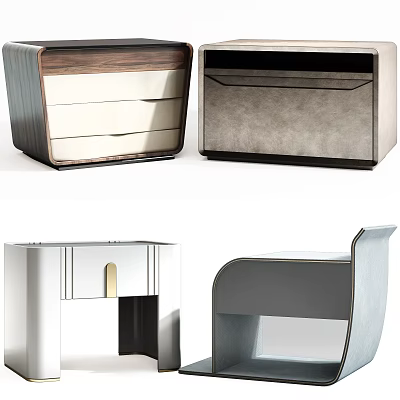 Modern Bedside Tables With Wooden Drawers And Sleek Metal Frames Design 3d model