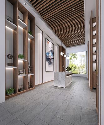 New Chinese Front Desk Corridor Aisle Entrance 3d model