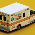 White Medical Ambulance With Orange Stripes Red Emergency Lights Ice Cream Graphic