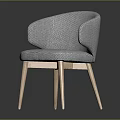 Silver Woven Leisure Chair with Curved Backrest and Light Wooden Legs