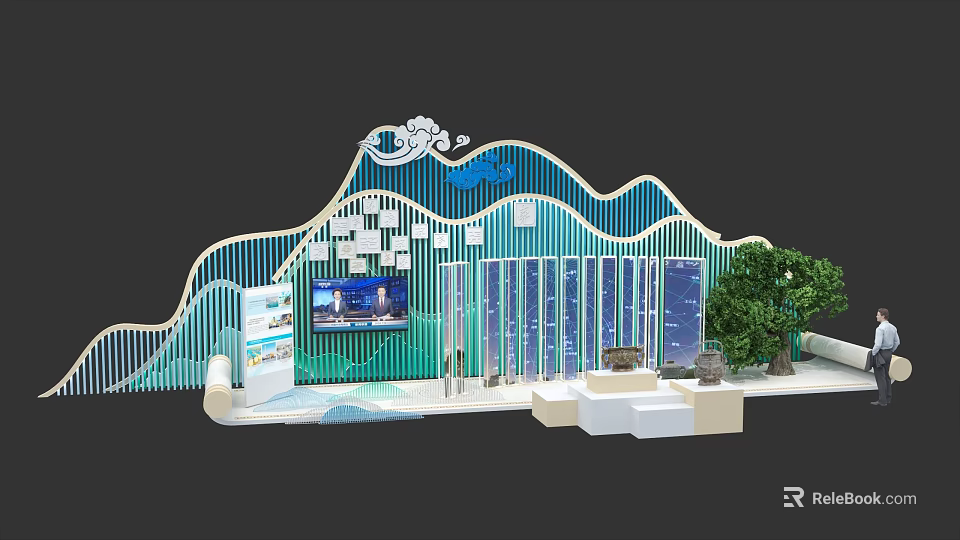 Modern Tobacco and Alcohol Store with Glass Wine Displays Cigar Shelves and Warm Lighting Design 3d model 