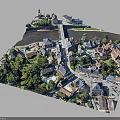 Modern Aerial View Of Charming Town With Colorful Houses Lush Trees And Winding Roads
