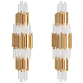 Elegant Modern Wall Lamps With Golden Frame And Transparent Glass Panels