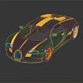 Stylish Black And Yellow Sports Car With Yellow Stripes And Wheels