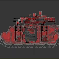 Red Armored Military Tank with Detailed Turret Tracks and Cannon Design