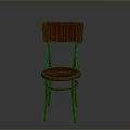 Elegant Red Wooden Chair With Curved Backrest Round Seat And Curved Legs