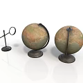 Two Vintage Style Globes And Magnifying Glass As Decorative Household Items