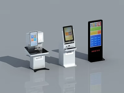 Public Facilities Self Service Kiosks With Touchscreen And Information Display Screens 3d model
