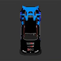 Black Racing Car With Blue Accents SAHARA Logo Number 7 And Rear Spoiler