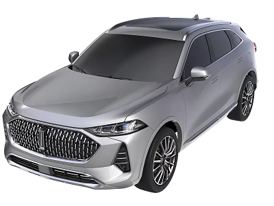 Silver SUV With Panoramic Sunroof Stylish Grille And Sleek Body 3d model