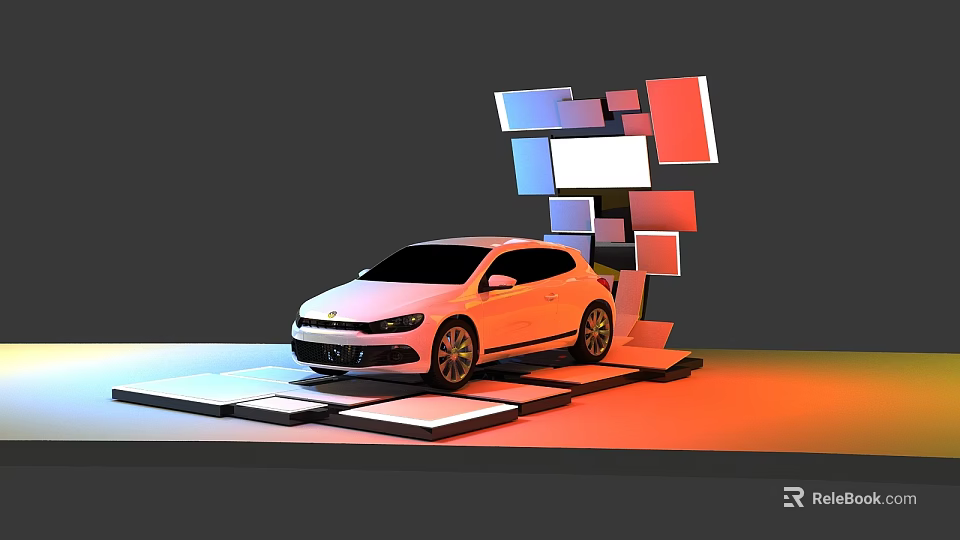 Modern Display Shelves with Sleek Design and Multi Layer Storage for Retail Showrooms 3d model 