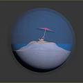 Pale Purple Blue Sphere With Cloudy Texture On Gray Background And Reflection