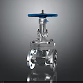 Industrial Gate Valve with Blue Handle Silver Body and Flange Connections for Pipeline Systems