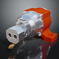 Industrial Orange Silver Pump With Transparent Cover Brass Fitting And Base 3d model