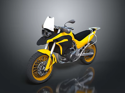 Yellow and Black Motorcycle with White Windshield Stylish Design Metallic Frame and Yellow Rims 3d model