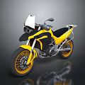 Yellow and Black Motorcycle with White Windshield Stylish Design Metallic Frame and Yellow Rims