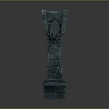 Ancient Decorative Stone Pillar With Intricate Carved Details And Textured Surface