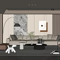 Modern Living Room Interior With Beige Sofa Floor Lamp Wall Art And Area Rug