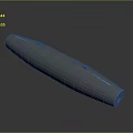 White Elongated Missile 3D Model With Green Surface Marker Dots And Open End
