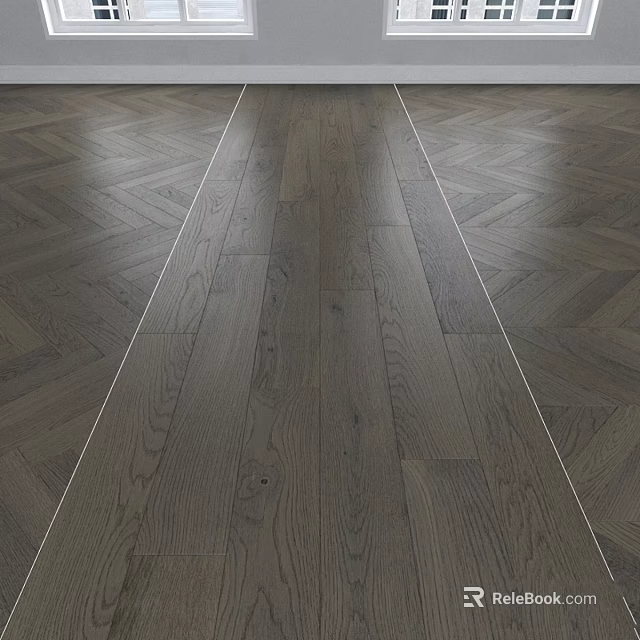 Dark Wooden Floor Planks Featuring Herringbone Pattern And Natural Texture 3d model