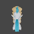 Cute White Cartoon Pony With Blue Mane Wings Standing On Yellow Cloud