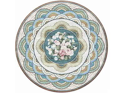 New Chinese Round Carpet 3d model