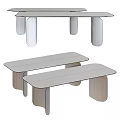 Modern Design Tables with Wood Grain and Speckled Tabletops and Black Cylindrical Legs