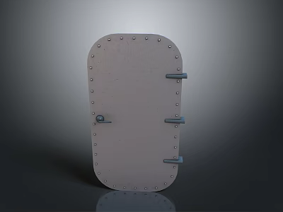 Industrial Style Metal Door With Riveted Surface And Heavy Duty Hinges 3d model