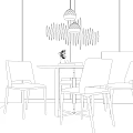 Modern Dining Table and Chair Combination Round Table and Chair Chandelier Combination 3d model